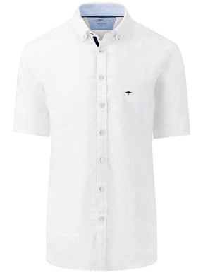 Fynch Hatton Short Sleeve Shirts Fynch Hatton - Premium Linen White Short Sleeve Shirt