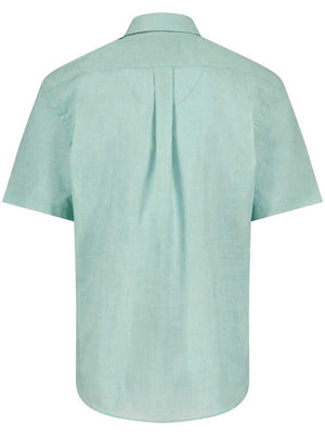 Fynch Hatton Short Sleeve Shirts Fynch Hatton - Textured Cotton Mint Short Sleeve Shirt