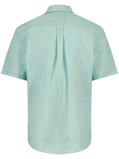 Fynch Hatton Short Sleeve Shirts Fynch Hatton - Textured Cotton Mint Short Sleeve Shirt