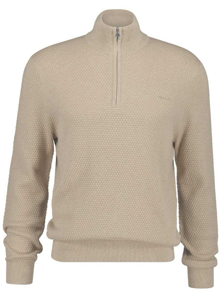 Gant Knitwear & Jumpers Gant - Cream Popcorn Weave 1/4 Zip Jumper