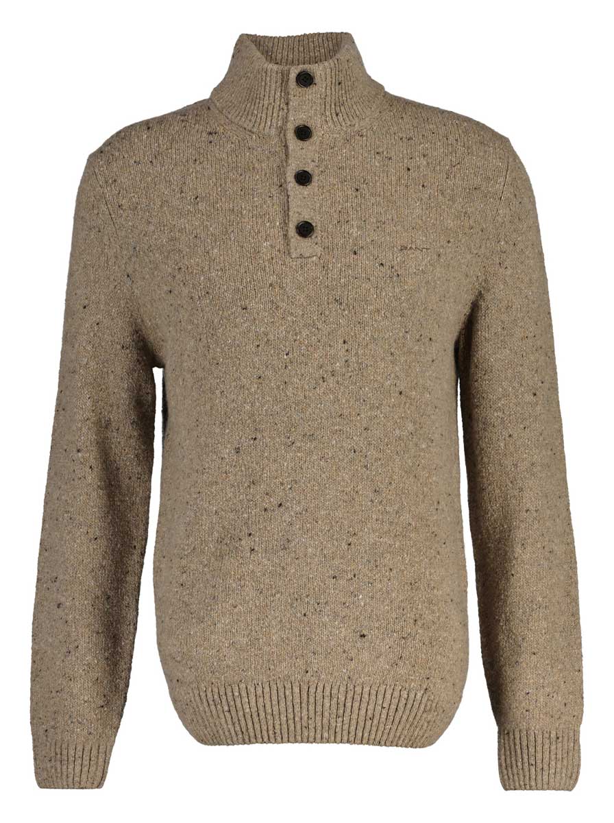 Gant Knitwear & Jumpers Gant - Dark Sand Nepps Knit Mock Neck Jumper