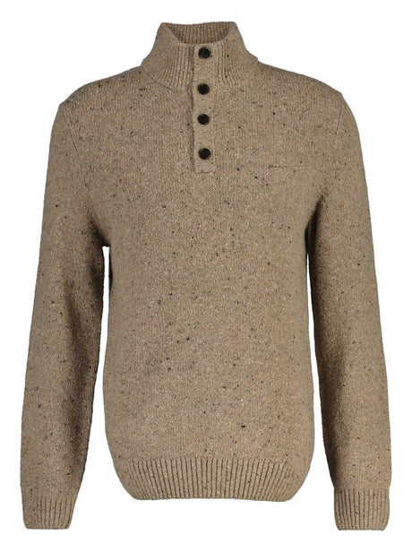 Gant Knitwear & Jumpers Gant - Dark Sand Nepps Knit Mock Neck Jumper