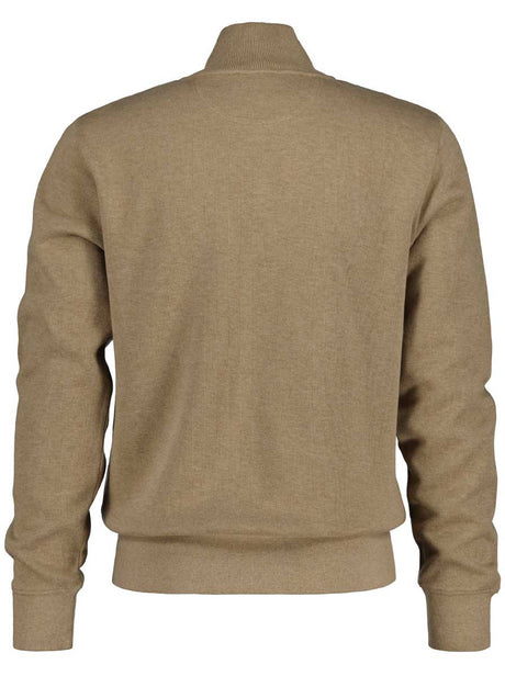 Gant Knitwear & Jumpers Gant - Khaki Melange Sacker Rib Half Zip Sweater