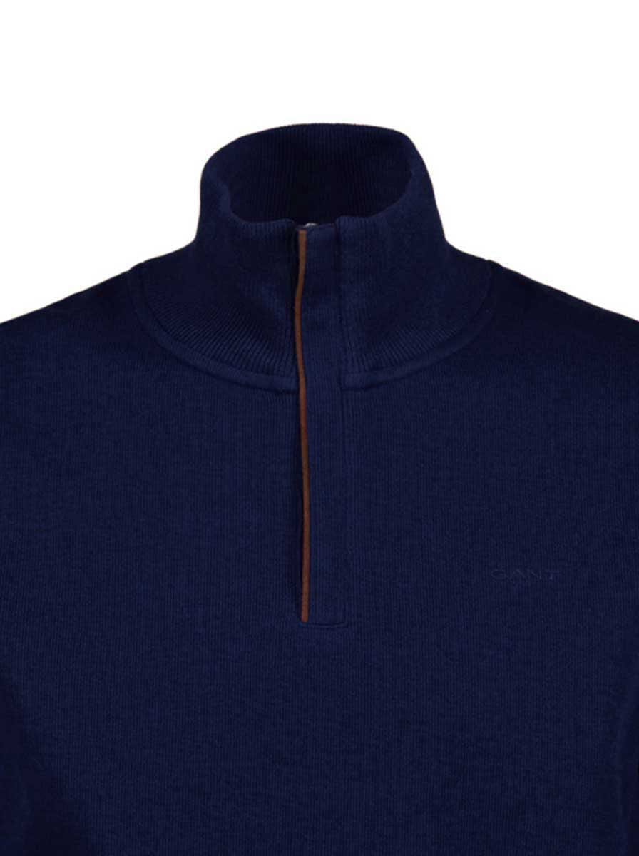 Gant Knitwear & Jumpers Gant - Persian Blue Sacker Rib Half Zip Sweater
