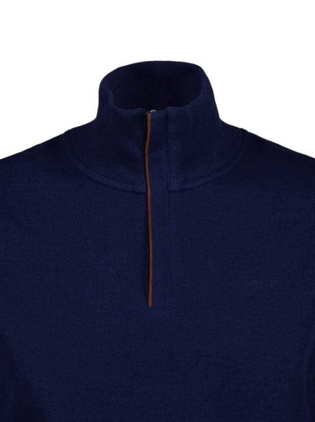 Gant Knitwear & Jumpers Gant - Persian Blue Sacker Rib Half Zip Sweater