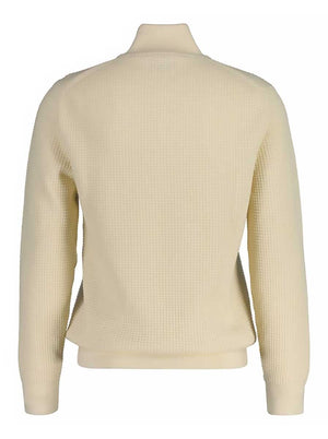 Gant Knitwear & Jumpers Gant - Textured Cotton Half Zip Cream Jumper