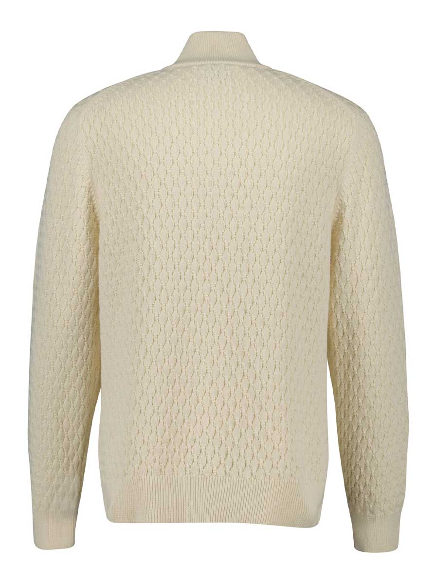 Gant Knitwear & Jumpers Gant - Textured Cotton Half Zip Cream Jumper