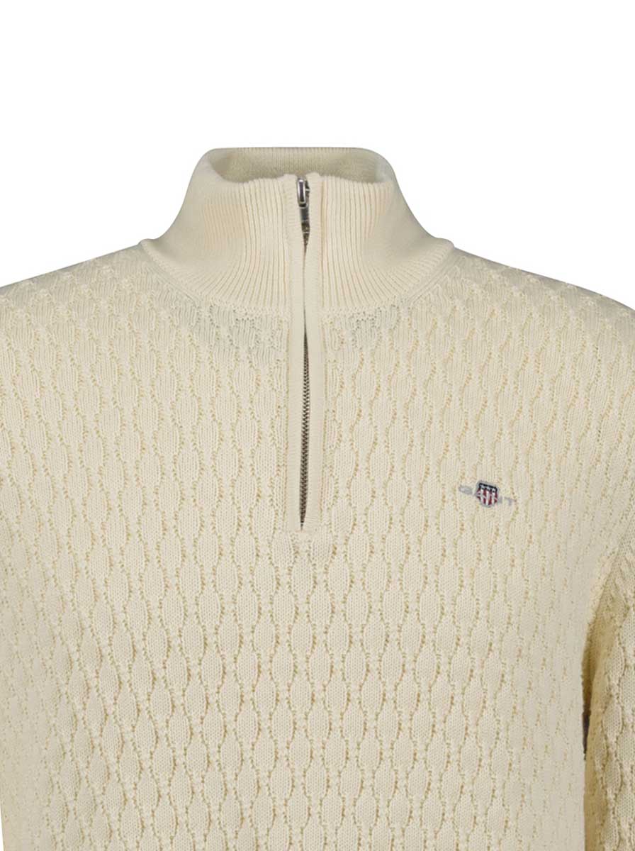 Gant - Textured Half Zip Jumper at Andrew Gardner, Wendover