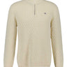 Gant Knitwear & Jumpers Gant - Textured Cotton Half Zip Cream Jumper