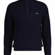 Gant Knitwear & Jumpers Gant - Textured Cotton Half Zip Evening Blue Jumper