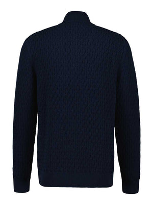 Gant Knitwear & Jumpers Gant - Textured Cotton Half Zip Evening Blue Jumper