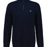 Gant Knitwear & Jumpers Gant - Textured Cotton Half Zip Evening Blue Jumper