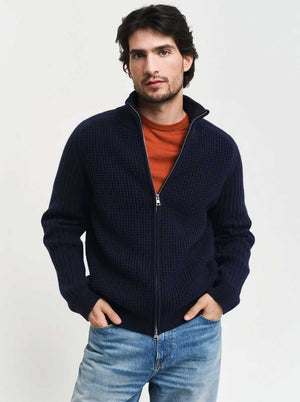 Gant Knitwear & Jumpers Gant - Textured Wool Blend Zip Cardigan