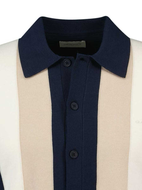 Gant Polo & T-Shirts Gant - Bar Stripped Navy Full Button Polo Shirt