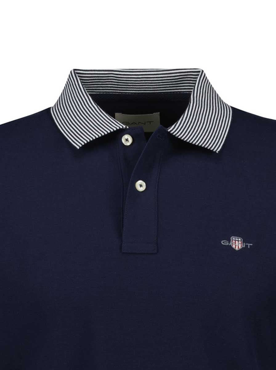 Gant Polo & T-Shirts Gant - Navy Polo Shirt w/ Contrast Collar