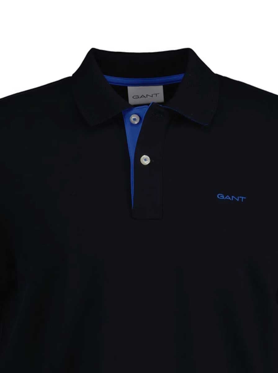 Gant Polo & T-Shirts Gant - Pique Black Polo Shirt w/ Contrast Collar Detail