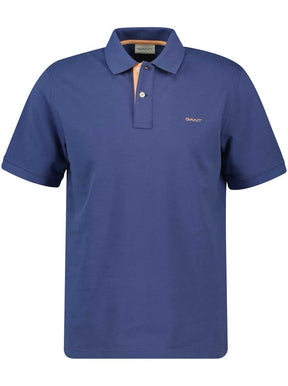 Gant Polo & T-Shirts Gant - Pique Blue Polo Shirt w/ Contrast Collar Detail