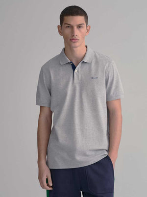 Gant Polo & T-Shirts Gant - Pique Grey Polo Shirt w/ Contrast Collar Detail