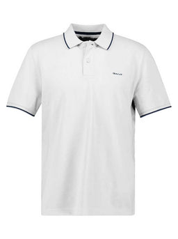 Gant Polo & T-Shirts Gant - Pique White Polo Shirt w/ Contrast Collar Tipping Detail