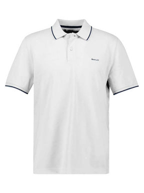 Gant Polo & T-Shirts Gant - Pique White Polo Shirt w/ Contrast Collar Tipping Detail