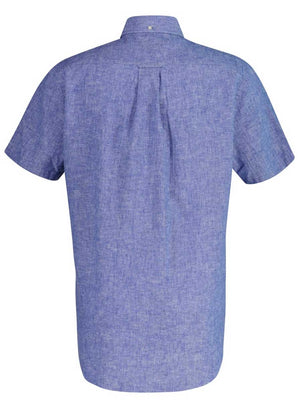 Gant Shirts Gant - Cotton/Linen Blue Short Sleeve Shirt