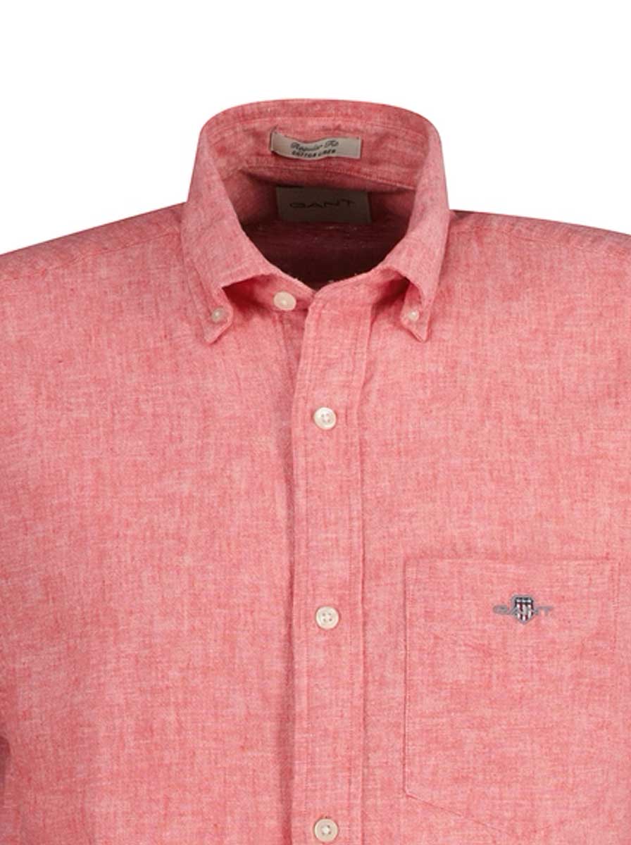 Gant Shirts Gant - Cotton/Linen Red Short Sleeve Shirt