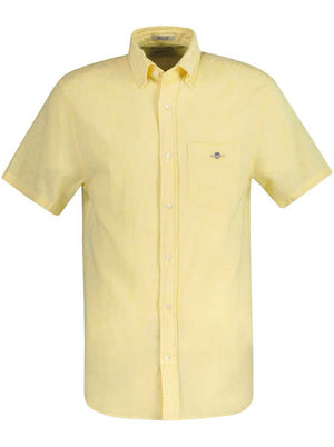 Gant Shirts Gant - Cotton/Linen Yellow Short Sleeve Shirt