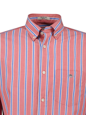 Gant Shirts Gant - Striped Poplin Brick Red Shirt