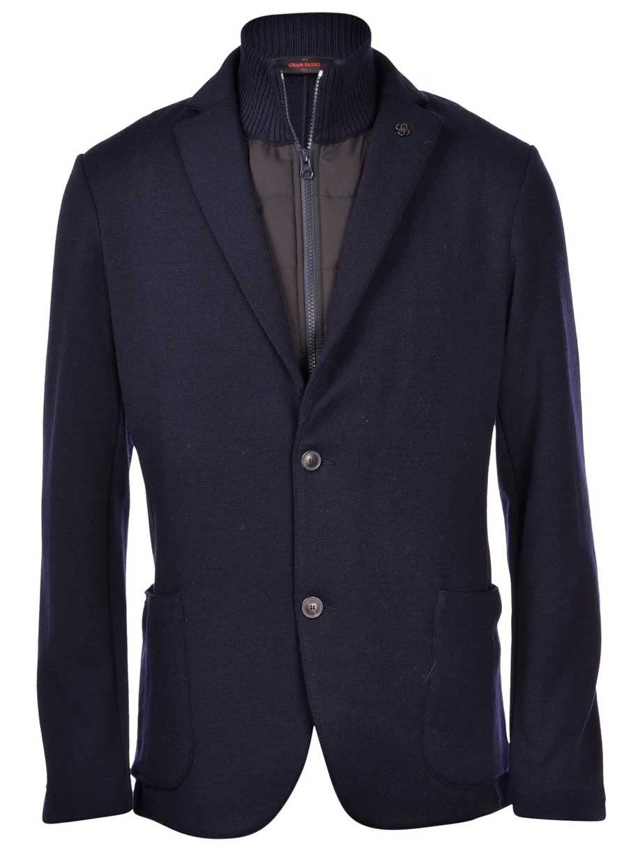 GranSasso WoolSilk Knit Jacket Itary製 Gran Sasso Water-Resistant Wool Knit Sweater Jacket with