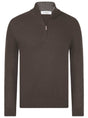 Gran Sasso Knitwear & Jumpers Gran Sasso -  2 Ply Cashmere/Wool 1/4 Zip Brown Jumper