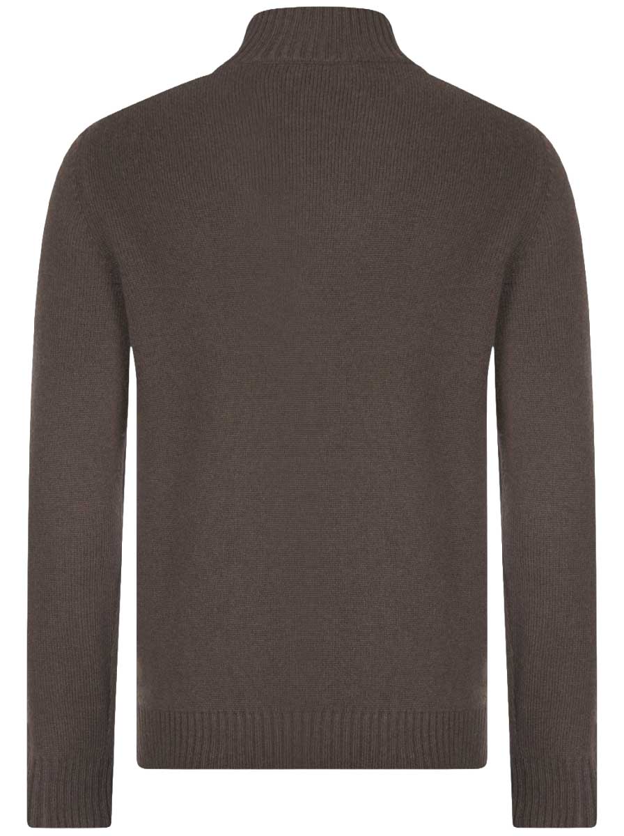 Gran Sasso Knitwear & Jumpers Gran Sasso -  2 Ply Cashmere/Wool 1/4 Zip Brown Jumper