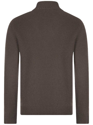Gran Sasso Knitwear & Jumpers Gran Sasso -  2 Ply Cashmere/Wool 1/4 Zip Brown Jumper