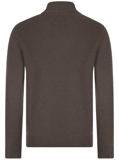 Gran Sasso Knitwear & Jumpers Gran Sasso -  2 Ply Cashmere/Wool 1/4 Zip Brown Jumper