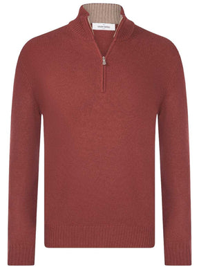 Gran Sasso Knitwear & Jumpers Gran Sasso -  2 Ply Cashmere/Wool 1/4 Zip Burgundy Jumper