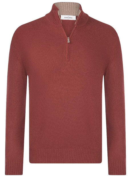 Gran Sasso Knitwear & Jumpers Gran Sasso -  2 Ply Cashmere/Wool 1/4 Zip Burgundy Jumper