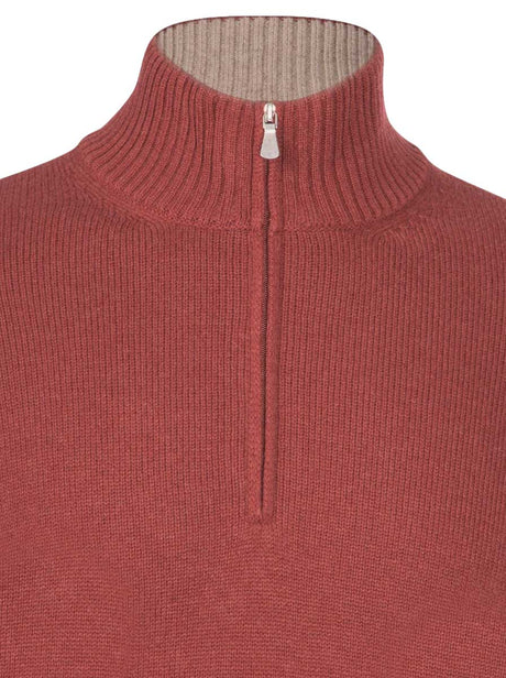 Gran Sasso Knitwear & Jumpers Gran Sasso -  2 Ply Cashmere/Wool 1/4 Zip Burgundy Jumper