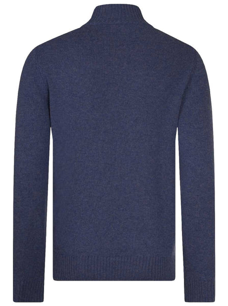 Gran Sasso Knitwear & Jumpers Gran Sasso -  2 Ply Cashmere/Wool 1/4 Zip Dark Blue Jumper