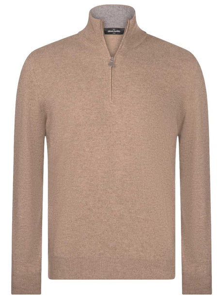 Gran Sasso Knitwear & Jumpers Gran Sasso - Cashmere Biscuit 1/4 Zip Jumper