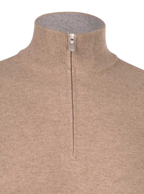 Gran Sasso Knitwear & Jumpers Gran Sasso - Cashmere Biscuit 1/4 Zip Jumper