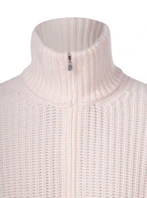 Gran Sasso Knitwear & Jumpers Gran Sasso - Cashmere Full Zip Rib Cream Cardigan