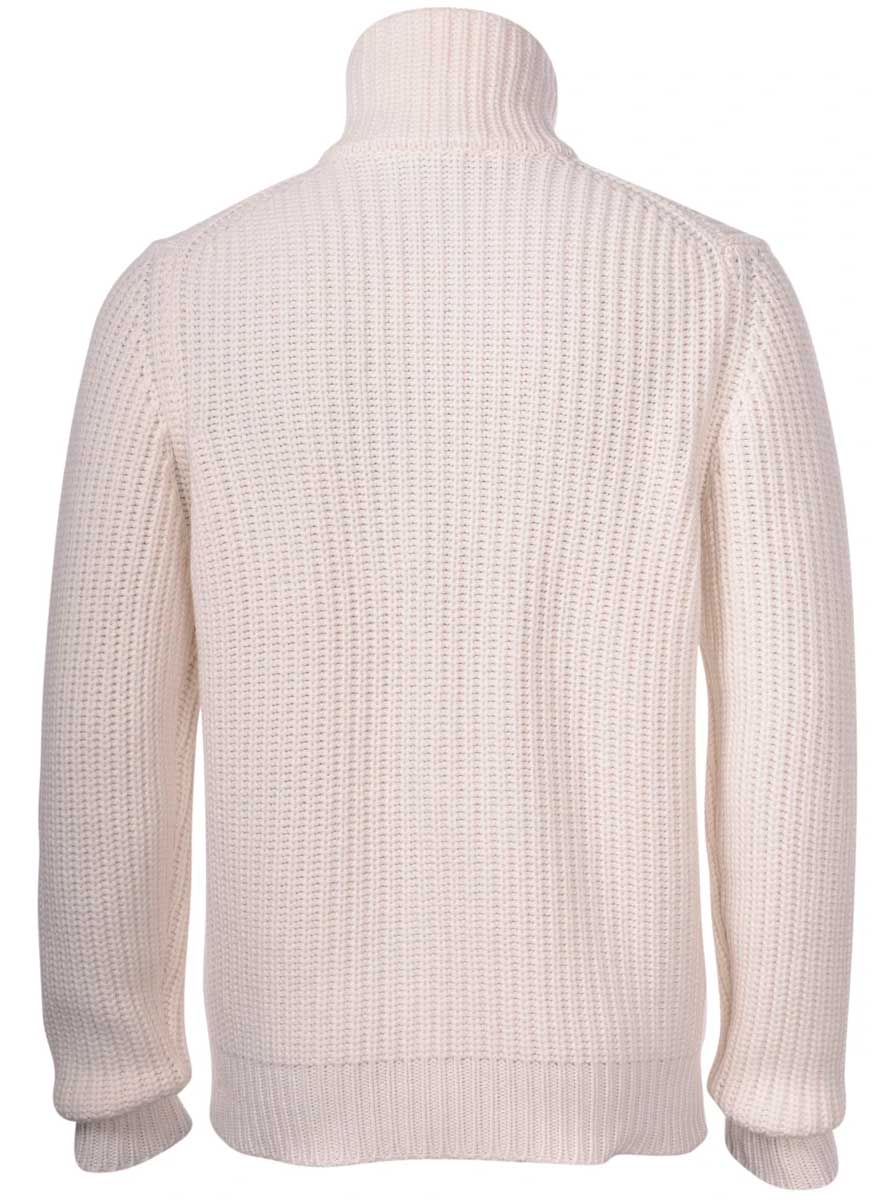 Gran Sasso Knitwear & Jumpers Gran Sasso - Cashmere Full Zip Rib Cream Cardigan