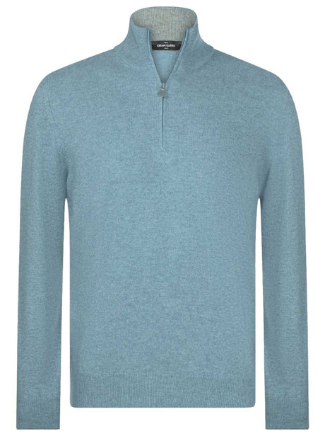 Gran Sasso Knitwear & Jumpers Gran Sasso - Cashmere Turquoise 1/4 Zip Jumper