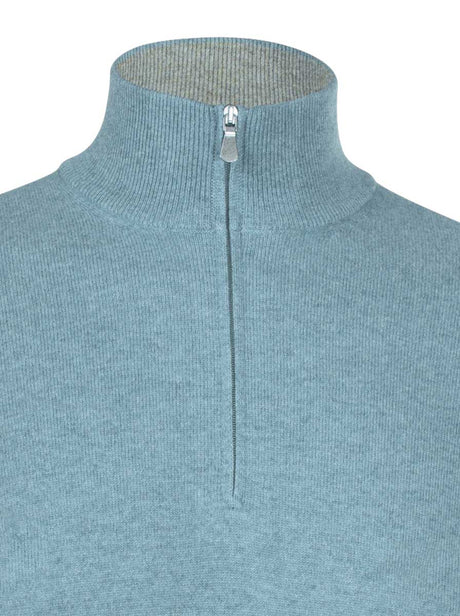 Gran Sasso Knitwear & Jumpers Gran Sasso - Cashmere Turquoise 1/4 Zip Jumper