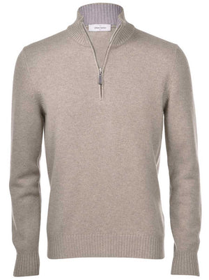 Gran Sasso Knitwear & Jumpers Gran Sasso - Cashmere/Wool 1/4 Zip Beige Jumper