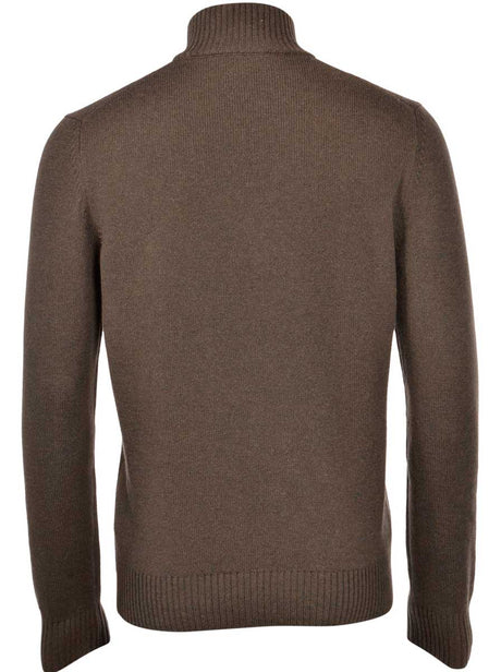 Gran Sasso Knitwear & Jumpers Gran Sasso - Cashmere/Wool 1/4 Zip Brown Jumper