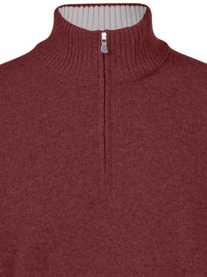Gran Sasso Knitwear & Jumpers Gran Sasso - Cashmere/Wool 1/4 Zip Burgundy Jumper