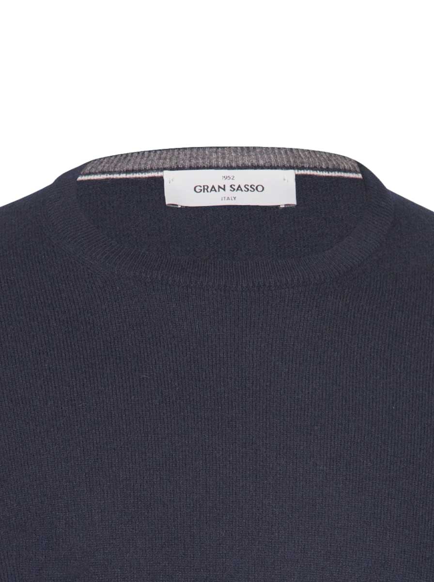 Gran Sasso Knitwear & Jumpers Gran Sasso -  Cashmere/Wool Crew Nack Navy Jumper