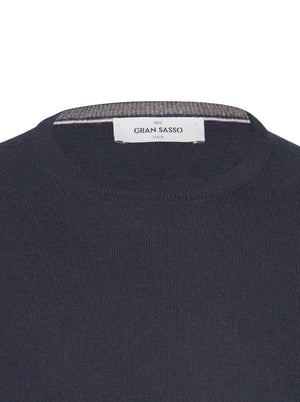 Gran Sasso Knitwear & Jumpers Gran Sasso -  Cashmere/Wool Crew Nack Navy Jumper