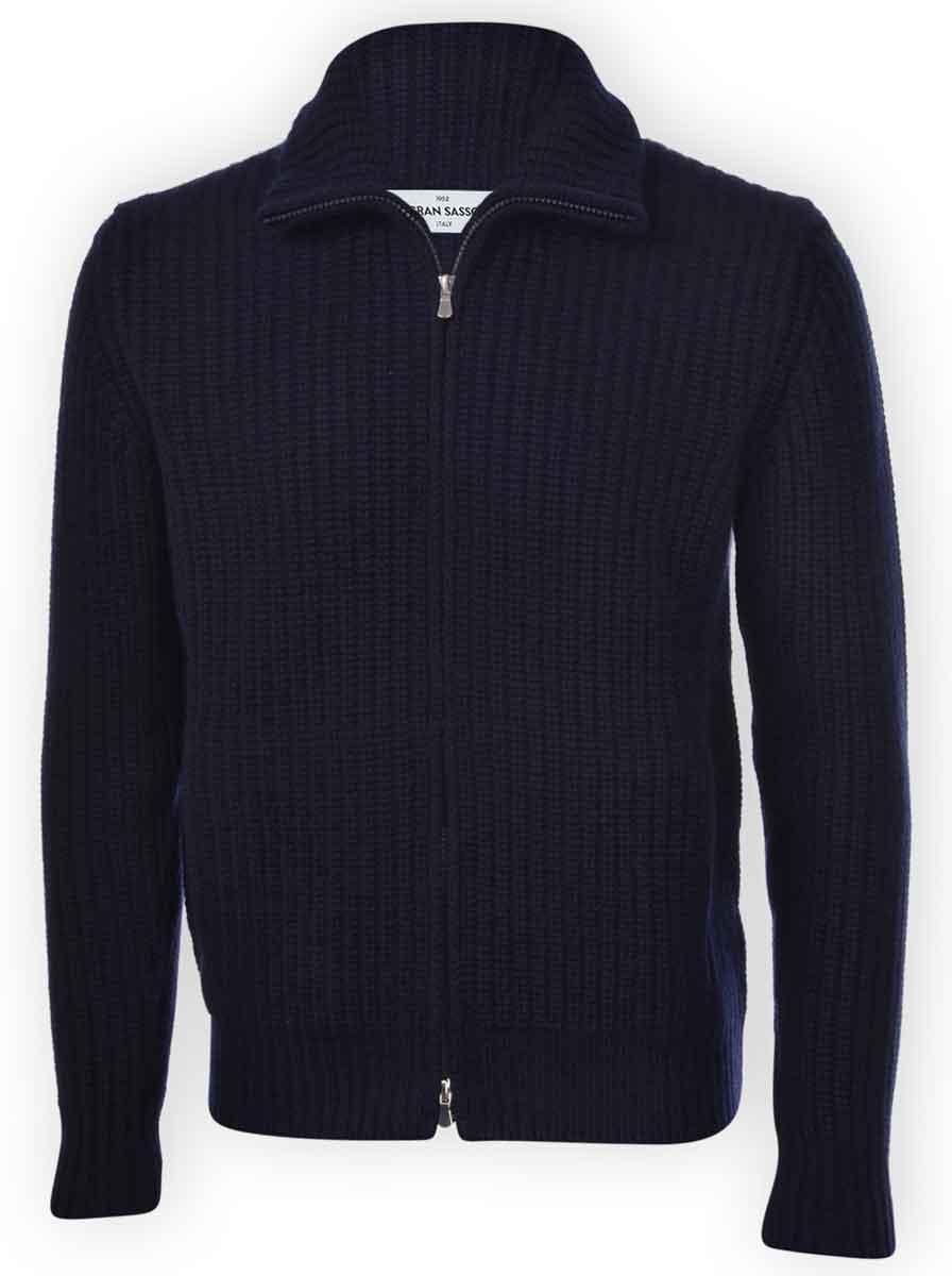 Gran Sasso - Full Zip Fisherman's Rib Cashmere/Wool Knit