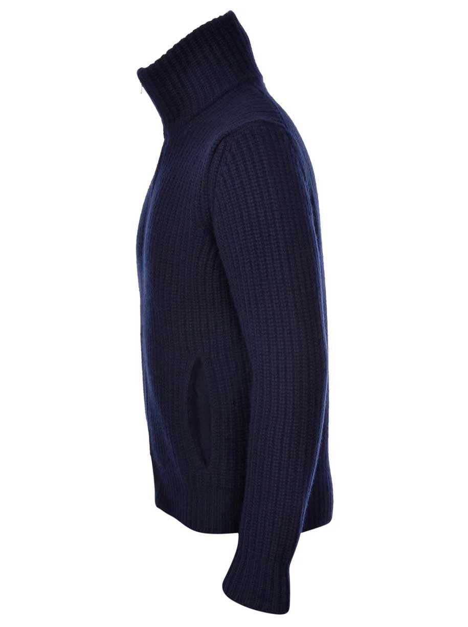 Gran Sasso Knitwear & Jumpers Gran Sasso - Full Zip Ribbed Cashmere/Wool Knit